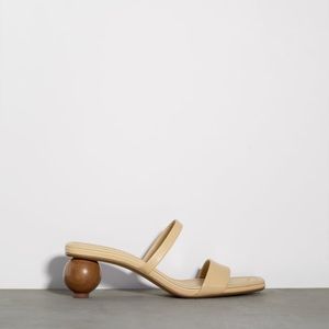 Zara wood heel leather sandal beige
